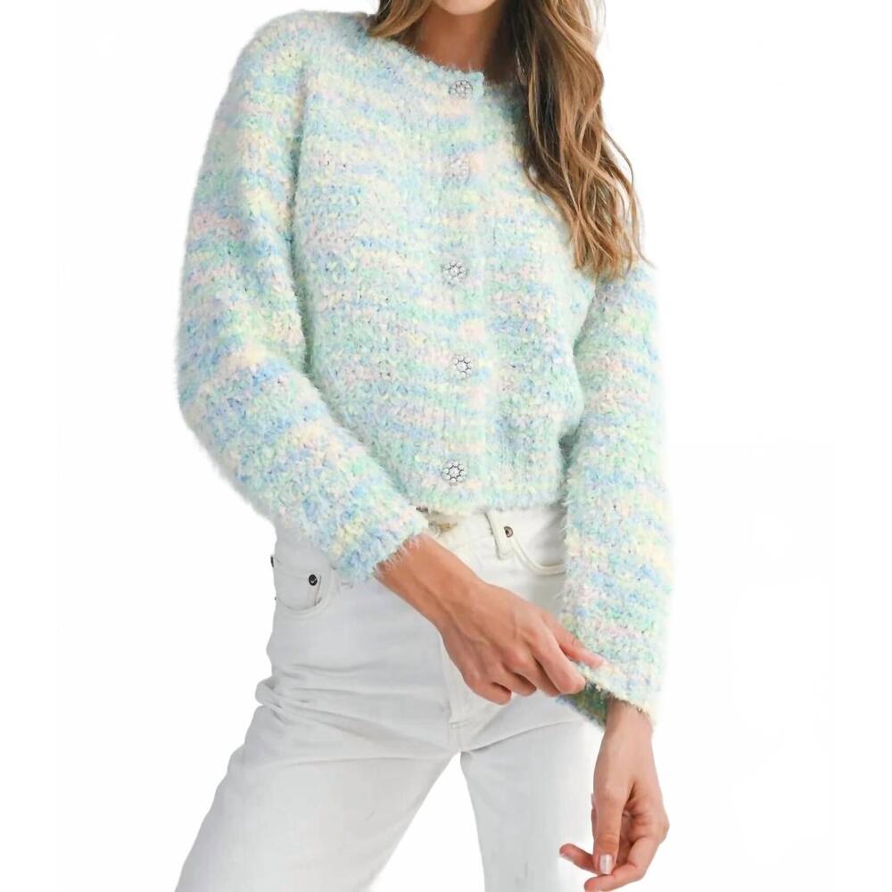 NEW MABLE kendra button sweater in mint